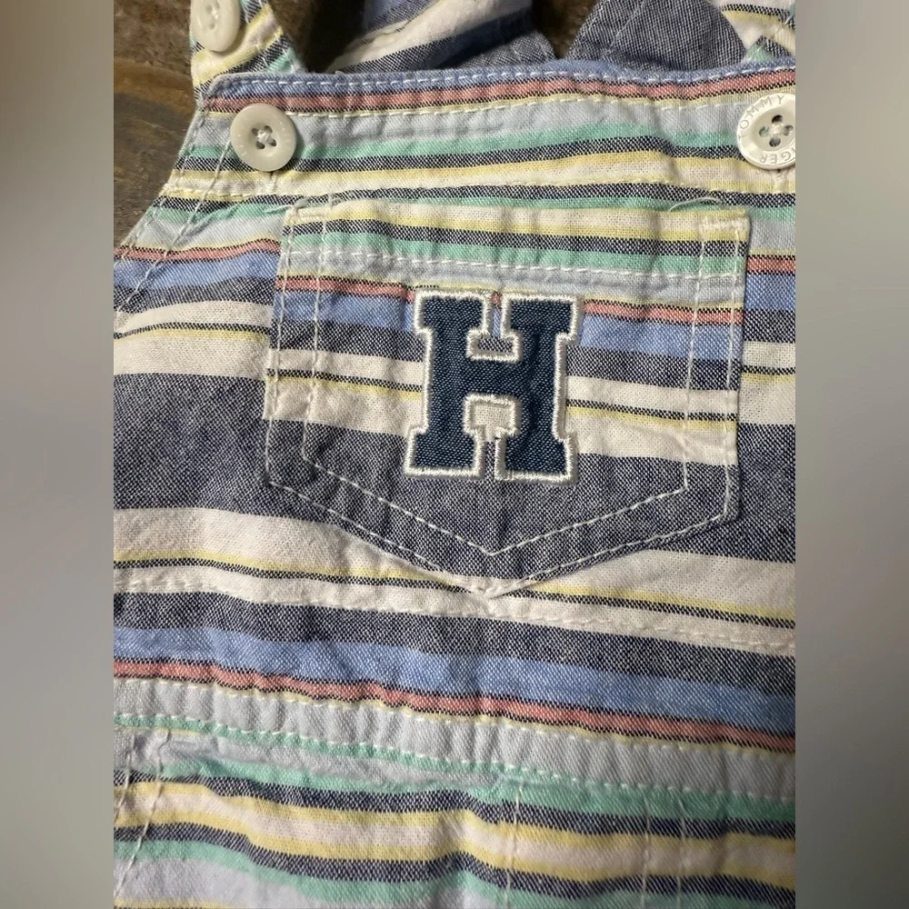 Tommy Hilfiger Striped Baby Overalls with embroidered H Logo